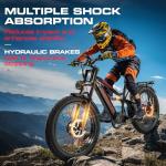 Seemoon Electric Bike for Adults, 52V 20Ah 26" Fat Tire Fast Ebike, up to 100 Miles, Hydraulic Brakes, Off-Road Mountain Hunting AWD Ebike for Men (Black)