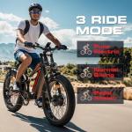 Seemoon Electric Bike for Adults, 52V 20Ah 26" Fat Tire Fast Ebike, up to 100 Miles, Hydraulic Brakes, Off-Road Mountain Hunting AWD Ebike for Men (Black)