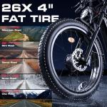 Seemoon Electric Bike for Adults, 52V 20Ah 26" Fat Tire Fast Ebike, up to 100 Miles, Hydraulic Brakes, Off-Road Mountain Hunting AWD Ebike for Men (Black)