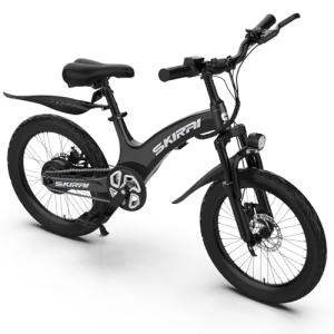 SKIRAI Electric Bike for Kids, 250W Brushless Motor, 25.2V 7Ah Battery, 3 Speeds up to 15.5 mph, Magnesium Alloy Frame Ebike for Kids 8 to 12