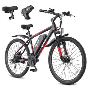 QNUT 350W Full Aluminum Electric Bike for Adults & Teens, 21-Speed 26" Commuter E-Bike with Dual Disc Brakes, 40-Mile Range, Mountain Bike for Men/Women (Blaze Core)