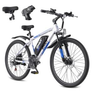 QNUT 350W Full Aluminum Electric Bike for Adults & Teens, 21-Speed 26" Commuter E-Bike with Dual Disc Brakes, 40-Mile Range, Mountain Bike for Men/Women (Dawn Glide)