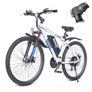 QNUT 350W Full Aluminum Electric Bike for Adults & Teens, Upgraded Adjustable Handlebars, 21-Speed 26" Commuter E-Bike with Dual Disc Brakes, 40-Mile Range, Mountain Bike for Men/Women (Dawn Glide)