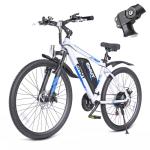 QNUT 350W Full Aluminum Electric Bike for Adults & Teens, Upgraded Adjustable Handlebars, 21-Speed 26" Commuter E-Bike with Dual Disc Brakes, 40-Mile Range, Mountain Bike for Men/Women (Dawn Glide)