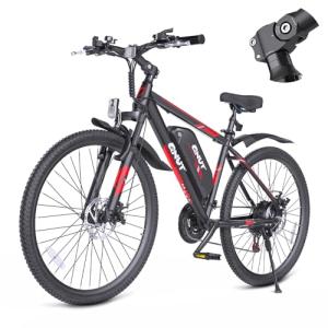 QNUT 350W Full Aluminum Electric Bike for Adults & Teens, Upgraded Adjustable Handlebars, 21-Speed 26" Commuter E-Bike with Dual Disc Brakes, 40-Mile Range, Mountain Bike for Men/Women (Blaze Core)