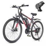 QNUT 350W Full Aluminum Electric Bike for Adults & Teens, Upgraded Adjustable Handlebars, 21-Speed 26" Commuter E-Bike with Dual Disc Brakes, 40-Mile Range, Mountain Bike for Men/Women (Blaze Core)