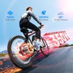 QNUT Electric Bike for Adults, 350W 26" Ebike for Teens 21 Speed 20Mph Up to 40Mile with Dual Disc Brake Commute E-Bike E-MTB for Men Women Electric Bicycles UL 2849 Certified (Red)