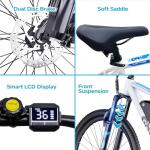 QNUT Electric Bike for Adults, 350W 26" Ebike for Teens 21 Speed 20Mph Up to 40Mile with Dual Disc Brake Commute E-Bike E-MTB for Men Women Electric Bicycles (Blue-White)