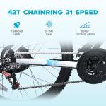 QNUT Electric Bike for Adults, 350W 26" Ebike for Teens 21 Speed 20Mph Up to 40Mile with Dual Disc Brake Commute E-Bike E-MTB for Men Women Electric Bicycles (Blue-White)