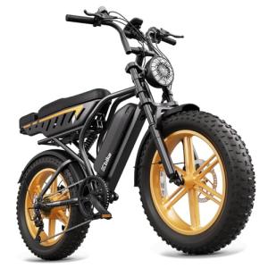 TST Electric Bike for Adults, 1500W Peak Motor Ebike with 48V 15Ah Battery, 60 Miles Range 28 MPH Electric Bike, 20" Fat Tire E Bike with Rear Seat, 7 Speeds Yellow