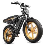 TST Electric Bike for Adults, 1500W Peak Motor Ebike with 48V 15Ah Battery, 60 Miles Range 28 MPH Electric Bike, 20" Fat Tire E Bike with Rear Seat, 7 Speeds Yellow