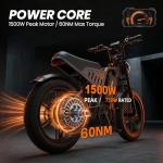 LuckRoll Electric Bike Moped for Adults with NFC & Password Unlock, 2000 peak/1500W Peak, 40MPH, 48V 15/25Ah E-Bike, 80-60 Miles Electric Motorcycle, 20" Fat Tire Electric Dirt Bike