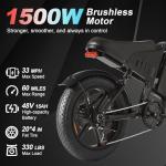 LuckRoll Adult Electric Bike 20" Fat Tire All-Terrain E-Bike 1500/2000W Peak 48V 15/25Ah Battery 33–40MPH 60–80 Mile Range NFC Password Unlock Electric Dirt Bike (1500W 48V 15Ah-Red)