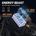 LuckRoll Electric Bike Moped for Adults with NFC & Password Unlock, 2000 peak/1500W Peak, 40MPH, 48V 15/25Ah E-Bike, 80-60 Miles Electric Motorcycle, 20" Fat Tire Electric Dirt Bike