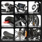 LuckRoll Adult Electric Bike 20" Fat Tire All-Terrain E-Bike 1500/2000W Peak 48V 15/25Ah Battery 33–40MPH 60–80 Mile Range NFC Password Unlock Electric Dirt Bike (1500W 48V 15Ah-Red)