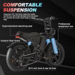 LuckRoll Adult Electric Bike 20" Fat Tire All-Terrain E-Bike 1500/2000W Peak 48V 15/25Ah Battery 33–40MPH 60–80 Mile Range NFC Password Unlock Electric Dirt Bike (2000W 48V 25Ah-Gray)