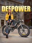 DEEPOWER Electric Bike for Adults,1500W Peak Motor Ebike, Up to 80 Miles 32MPH, Fat Tire Electric Bike with 48V 20AH Removable Battery (S20-20AH)