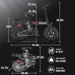 DDC SPORT Folding Electric Bike for Adults, Peak 800W Motor 25MPH, 48V 14Ah Removable Battery 35-55Miles Ebike,14'' Lightweight & Portable Adults Electric Bicycles for Men/Women/Teens