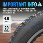 Hycline 20x4.0 Inch Fat Tire Electric Bike Tires