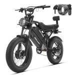 HAPPYRUN Dual Motor Electric Bike for Adults 5000W Peak Removable 38Ah Battery All-Terrain 20" Fat Tire Ebike 36MPH 85+ Miles Hydraulic Disc Brake Electric Dirt Bike G70 Pro (G70pro)