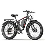 PUJH 4000W Dual Motor Ebike with 52V 25Ah Removable Battery for Adults,Max Speed 38MPH Up to 100 Miles,24" Fat Tire Electric Bike for Snow Off-Road Commuter Mountain E-Bike for Men (Black-red)