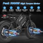 HAPPYRUN Dual Motor Electric Bike for Adults 5000W Peak Removable 38Ah Battery All-Terrain 20" Fat Tire Ebike 36MPH 85+ Miles Hydraulic Disc Brake Electric Dirt Bike G70 Pro (G70pro)