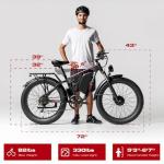 PUJH 4000W Dual Motor Ebike with 52V 25Ah Removable Battery for Adults,Max Speed 38MPH Up to 100 Miles,24" Fat Tire Electric Bike for Snow Off-Road Commuter Mountain E-Bike for Men (Black-red)