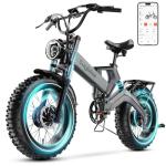 EUYBIKE Foldable Electric Bike for Adults, 3000W Peak Dual Motor Ebike with Removable 52V 30AH Battery, 20"x4.0" Fat Tires 30+MPH Dirt Bike, 120Miles Long Range Electric Bicycle Grey for All-Terrain