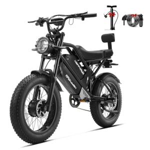 HAPPYRUN Dual Motor Electric Bike for Adults 5000W Peak Removable 38Ah Battery All-Terrain 20" Fat Tire Ebike 36MPH 85+ Miles Hydraulic Disc Brake Electric Dirt Bike G70 Pro
