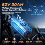 EUYBIKE Foldable Electric Bike for Adults, 3000W Peak Dual Motor Ebike with Removable 52V 30AH Battery, 20"x4.0" Fat Tires 30+MPH Dirt Bike, 120Miles Long Range Electric Bicycle Grey for All-Terrain