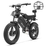 HAPPYRUN Dual Motor Electric Bike for Adults 5000W Peak Removable 38Ah Battery All-Terrain 20" Fat Tire Ebike 36MPH 85+ Miles Hydraulic Disc Brake Electric Dirt Bike G70 Pro