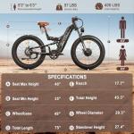 FREESKY 4000W Dual Motor Electric Bike for Adults, 48V 30AH Battery 120Miles Range, 40+MPH AWD Fast E-Bike, 26" Fat Tire Full Suspension Off-Road Mountain E Bike, Black