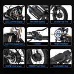 HAPPYRUN Dual Motor Electric Bike for Adults 5000W Peak Removable 38Ah Battery All-Terrain 20" Fat Tire Ebike 36MPH 85+ Miles Hydraulic Disc Brake Electric Dirt Bike G70 Pro