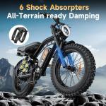 HiKeep Electric Bike for Adults - 20 Inch Fat Tire Ebike, 750W/Peak 1500W Dual Motor Ebike, 48V15.6AH Detachable Battery, 4 Riding Modes Electric Dirt Bike, 7 Speed Electric Motorcycle