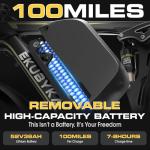 8000W Dual Motor Electric Bike for Adults, 48MPH Fast Full Suspension Ebike, 52V 36Ah Removable Battery for 100 Miles Range, 24/26 Inch Fat Tire Dual Shock All-Terrain E-Bike, 400lbs Capacity