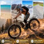 8000W Dual Motor Electric Bike for Adults, 48MPH Fast Full Suspension Ebike, 52V 36Ah Removable Battery for 100 Miles Range, 24/26 Inch Fat Tire Dual Shock All-Terrain E-Bike, 400lbs Capacity