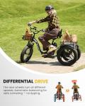 Electric Tricycle for Adults with Large Baskets, 1500W Motor 48V 15.6Ah Battery, Fat Tire Electric Bike with Differential, Smart APP, GPS Location (iOS Compatible), Front Suspension, Adjustable Seat