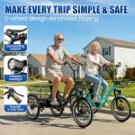 FRITTON Electric Tricycle for Adults, Peak 1200W Electric Trike, Foldable Trike with 468/720/960Wh Removable Battery, Step-Thru 3 Wheel Electric Bikes for Seniors Women Men, 20 Tire (83Miles Green)