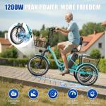 FRITTON Electric Tricycle for Adults, Peak 1200W Electric Trike, Foldable Trike with 468/720/960Wh Removable Battery, Step-Thru 3 Wheel Electric Bikes for Seniors Women Men, 20 Tire (83Miles Green)