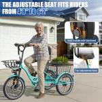 FRITTON Electric Tricycle for Adults, Peak 1200W Electric Trike, Foldable Trike with 468/720/960Wh Removable Battery, Step-Thru 3 Wheel Electric Bikes for Seniors Women Men, 20 Tire (83Miles Green)