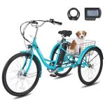 VIRIBUS Electric Tricycle for Adults, 26 inch Electric Trike 250W(Peak 500W) with 468Wh Removable Battery, Motorized Adult Tricycle, 3 Wheel Electric Bike for Senior, E Trikes 330 lb. Teal