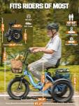 ESKUTE E Trike Electric Bike, Peak 1200W Brushless Motor Folding Trike 18X3.0 Fat Tire Ebike, 624Wh Battery, Step-Thru 3 Wheel Electric Bicycle, 55 Miles, 18MPH+ Tricycle for Adults Blue
