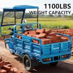 1200W Electric Cargo Tricycle Truck Simple Tricycle,60-70Km 60V 45Ah Large Capacity Battery,Load Capacity 1100Lbs