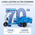 1200W Electric Cargo Tricycle Truck Simple Tricycle,60-70Km 60V 45Ah Large Capacity Battery,Load Capacity 1100Lbs