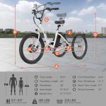 ANCHEER Electric Tricycle for Adults, 350W(Peak 550W) Etrike, 48V/499Wh Ebike, 24" Folding 3 Wheel Electric Trike, 15.5MPH & 55Miles Electric Bike, Rear Differential, Rear Basket