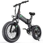 Wooken Electric Bike for Adults, 20''X4.0 Fat Tire Ebike for Adults, Peak 750W Foldable Electric Bicycle with 48V 10Ah Battery, 7 Speed, Full Fuspension, 20MPH Ebike for Mountain Beach Snow