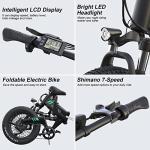 Wooken Electric Bike for Adults, 20''X4.0 Fat Tire Ebike for Adults, Peak 750W Foldable Electric Bicycle with 48V 10Ah Battery, 7 Speed, Full Fuspension, 20MPH Ebike for Mountain Beach Snow