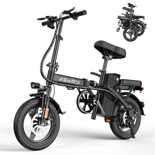 Askmy Foldable Electric Bike, 750W Peak Brushless Motor, 48V 10Ah Removable Battery, 28-30MPH, 30+ Miles Range, UL2849 Certified E-Bike for Adults & Teens