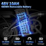 A14 Foldable Electric Bike, Ebike with Peak 1000W Motor & 48V 10Ah 480Wh Battery, Max 25MPH & 45Miles E-bikes, 14" Tire Folding Ebike for Adults, Dual Disc Brakes Folding Electric Bike for Adults