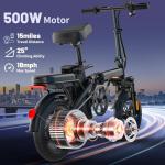 Askmy Foldable Electric Bike, 750W Peak Brushless Motor, 48V 10Ah Removable Battery, 28-30MPH, 30+ Miles Range, UL2849 Certified E-Bike for Adults & Teens